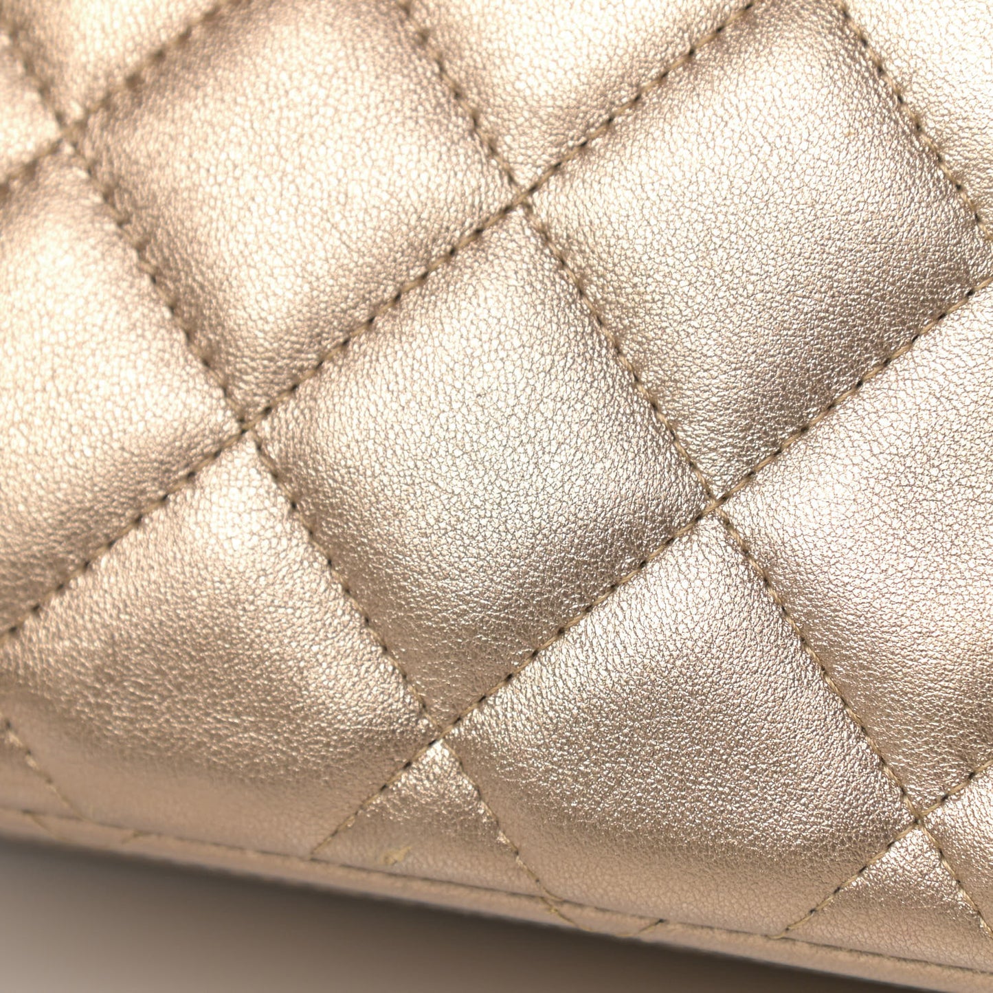 Metallic Lambskin Quilted Jumbo Double Flap Gold
