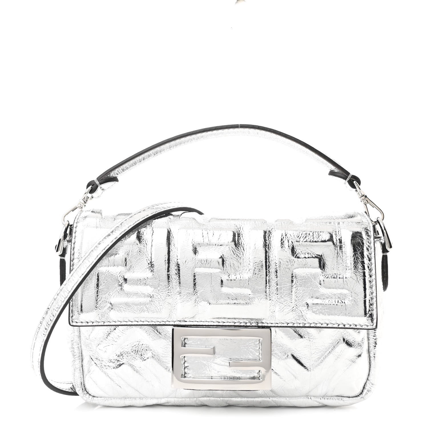 Fendi Rock Millenium FF 1974 Embossed Mini Baguette Palladio 1 of 12