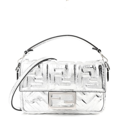 Fendi Rock Millenium FF 1974 Embossed Mini Baguette Palladio 1 of 12
