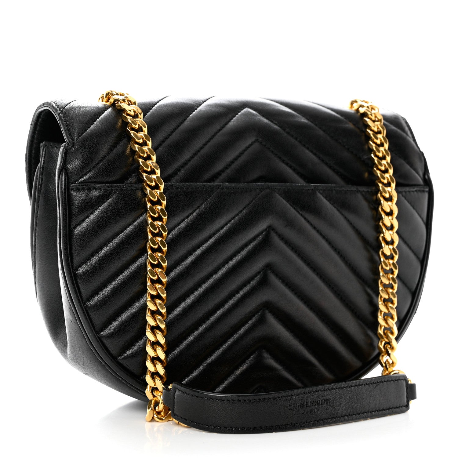 Saint Laurent Lambskin Matelasse Chevron Monogram Bubble Chain Crossbody Black 2 of 11