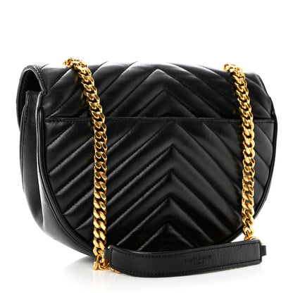 Saint Laurent Lambskin Matelasse Chevron Monogram Bubble Chain Crossbody Black 2 of 11