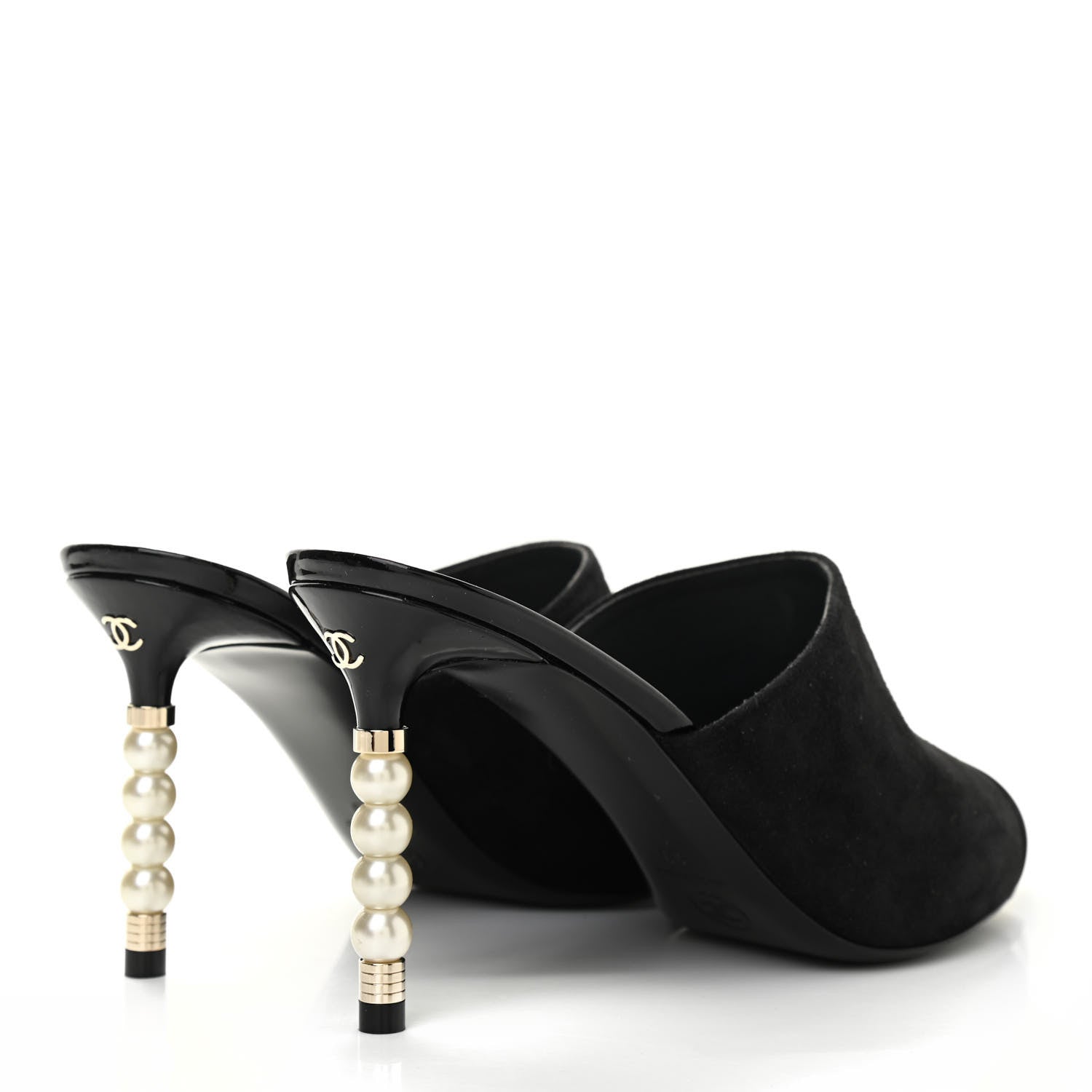 Chanel Suede Patent Calfskin Cap Toe Pearl Mule 39 Black 4 of 8