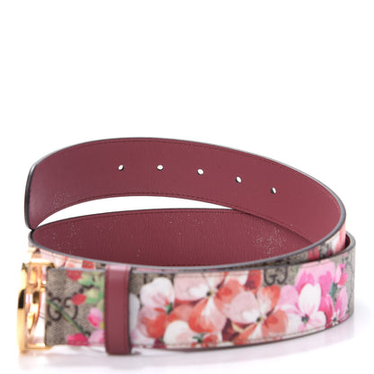 Gucci GG Supreme Monogram Blooms Moon Calfskin Interlocking G 37mm Belt 90 36 Beige Ebony Multicolor Dry Rose 4 of 7