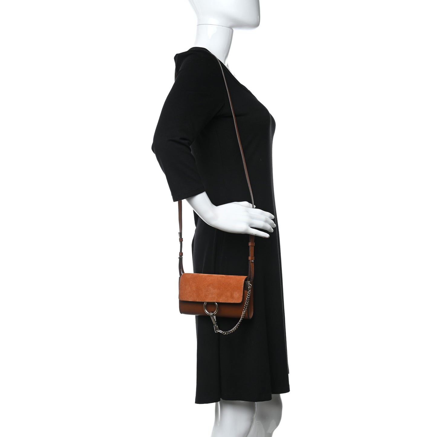 Suede Calfskin Faye Wallet On Strap Tan