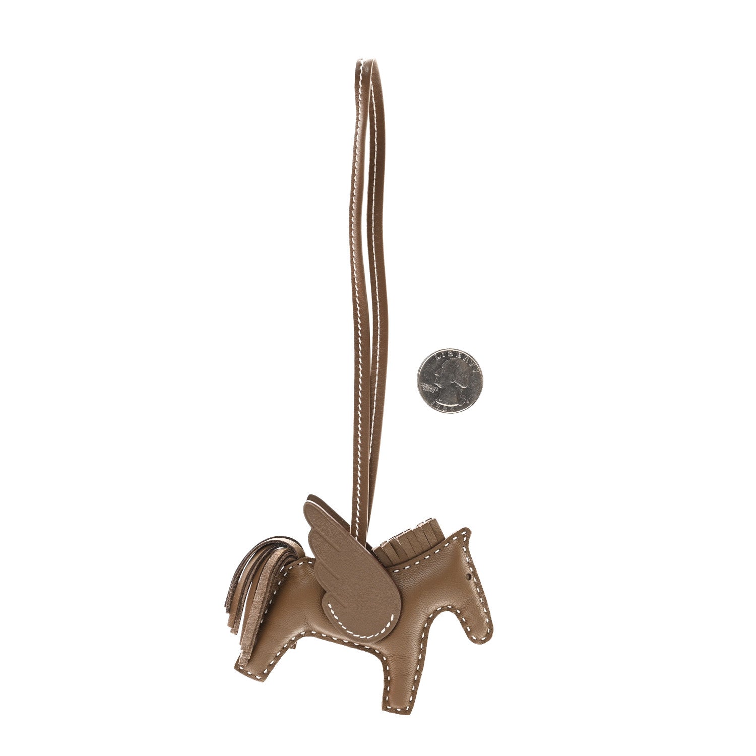 Hermes Milo Lambskin Grigri Rodeo Pegase Horse Bag Charm PM Etoupe 2 of 5