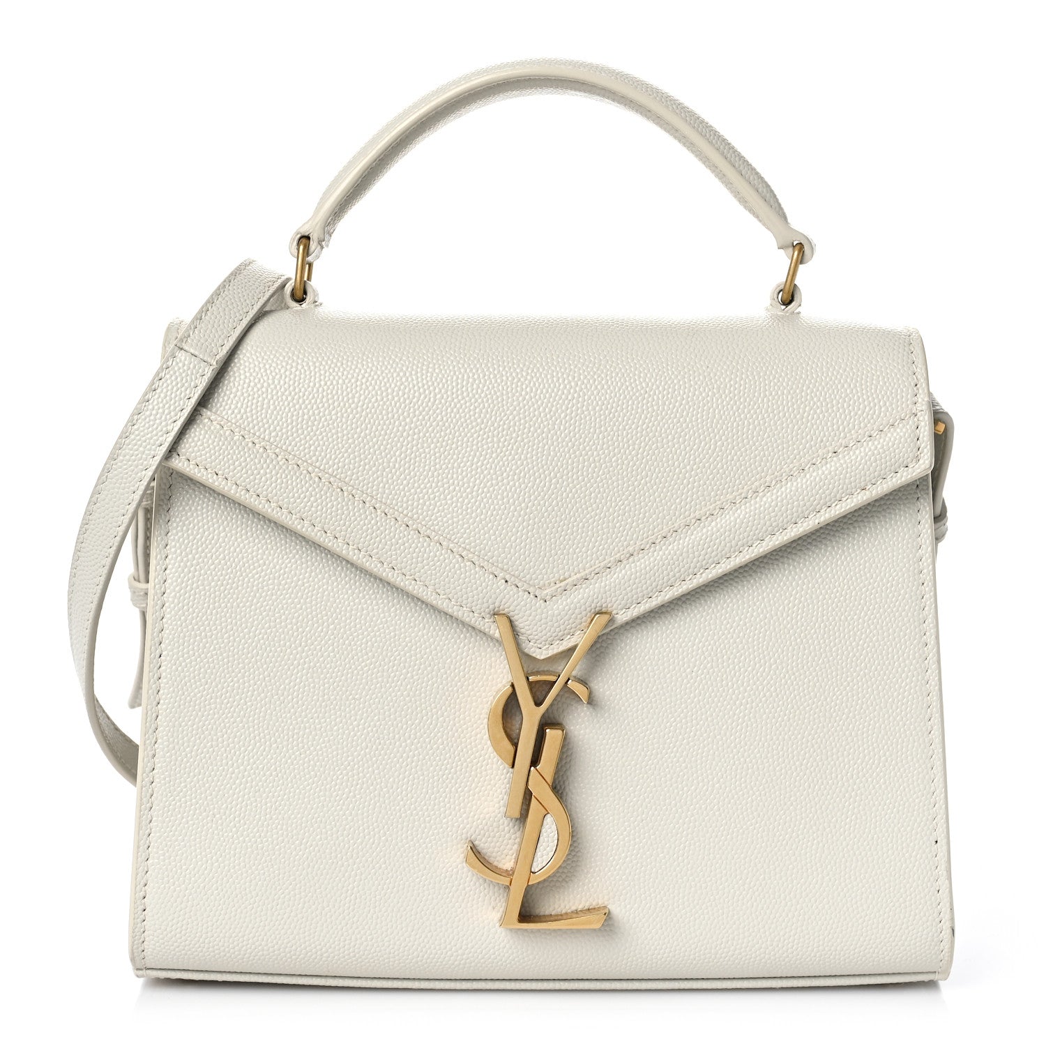 Saint Laurent Grain de Poudre Mini Classic Monogram Cassandra Top Handle Vintage White 1 of 8