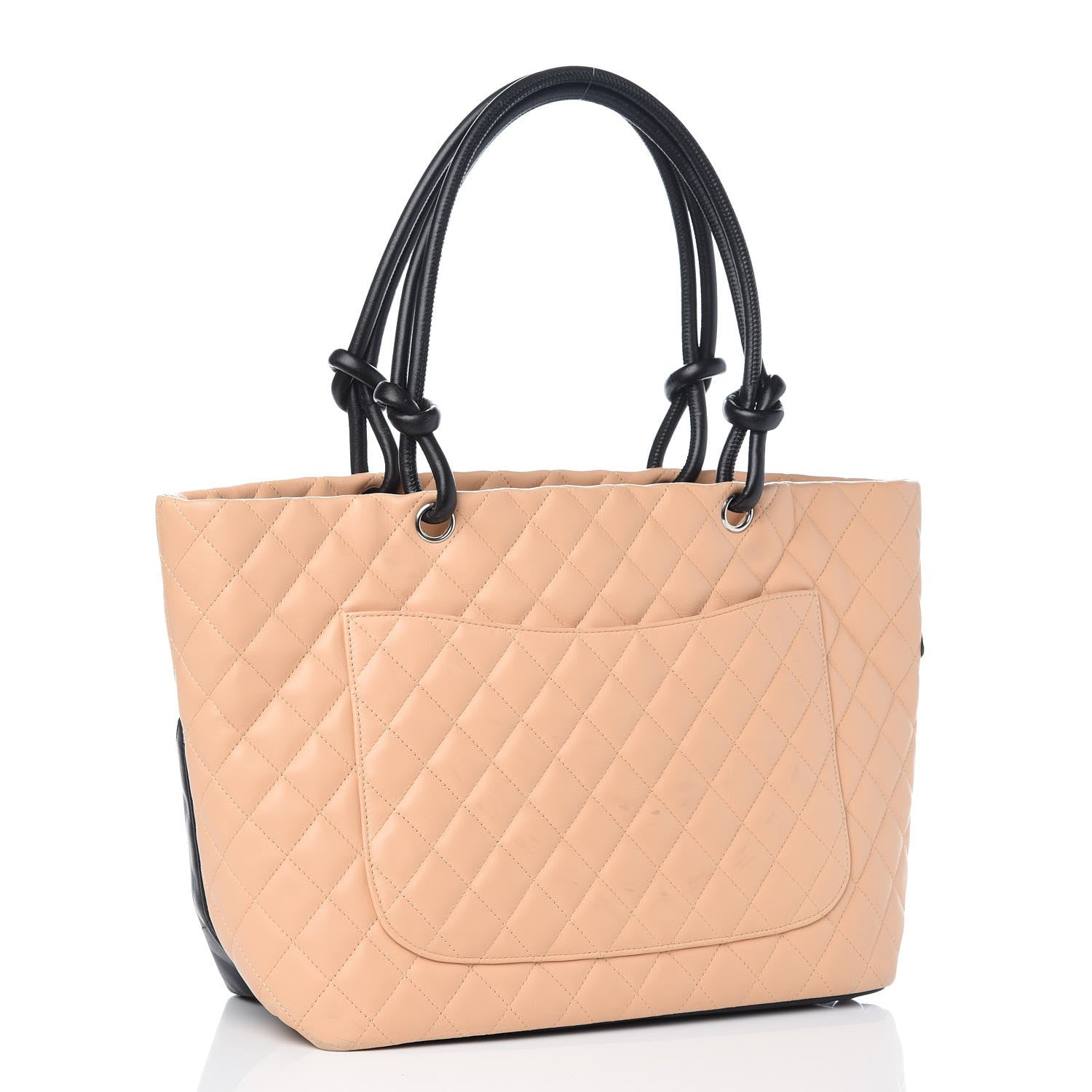 Chanel Calfskin Quilted Large Cambon Tote Beige Black 3 of 12