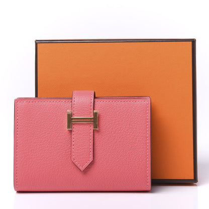Hermes Chevre Mysore Mini Bearn Wallet Rose Lipstick 10 of 10