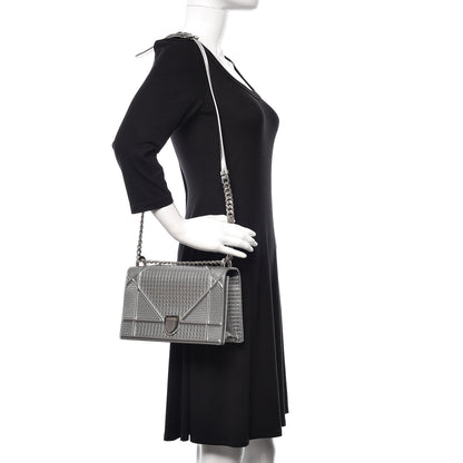 Christian Dior Metallic Patent Micro-Cannage Medium Diorama Flap Bag Silver 2 of 12