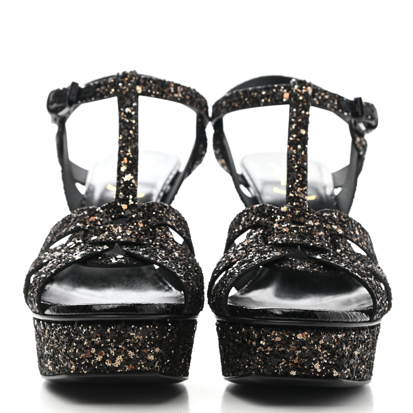Glitter Calfskin Ayers Tribute 75 Platform Sandals 36 Midnight