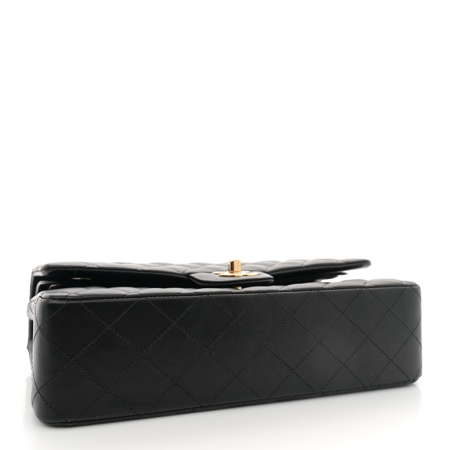 Lambskin Quilted Medium Double Flap Black