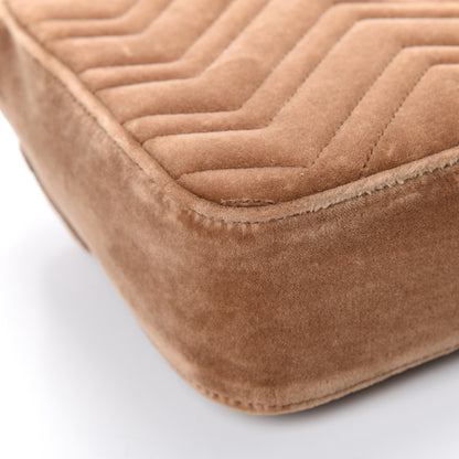 Gucci Velvet Matelasse Medium GG Marmont Shoulder Bag Taupe 11 of 14