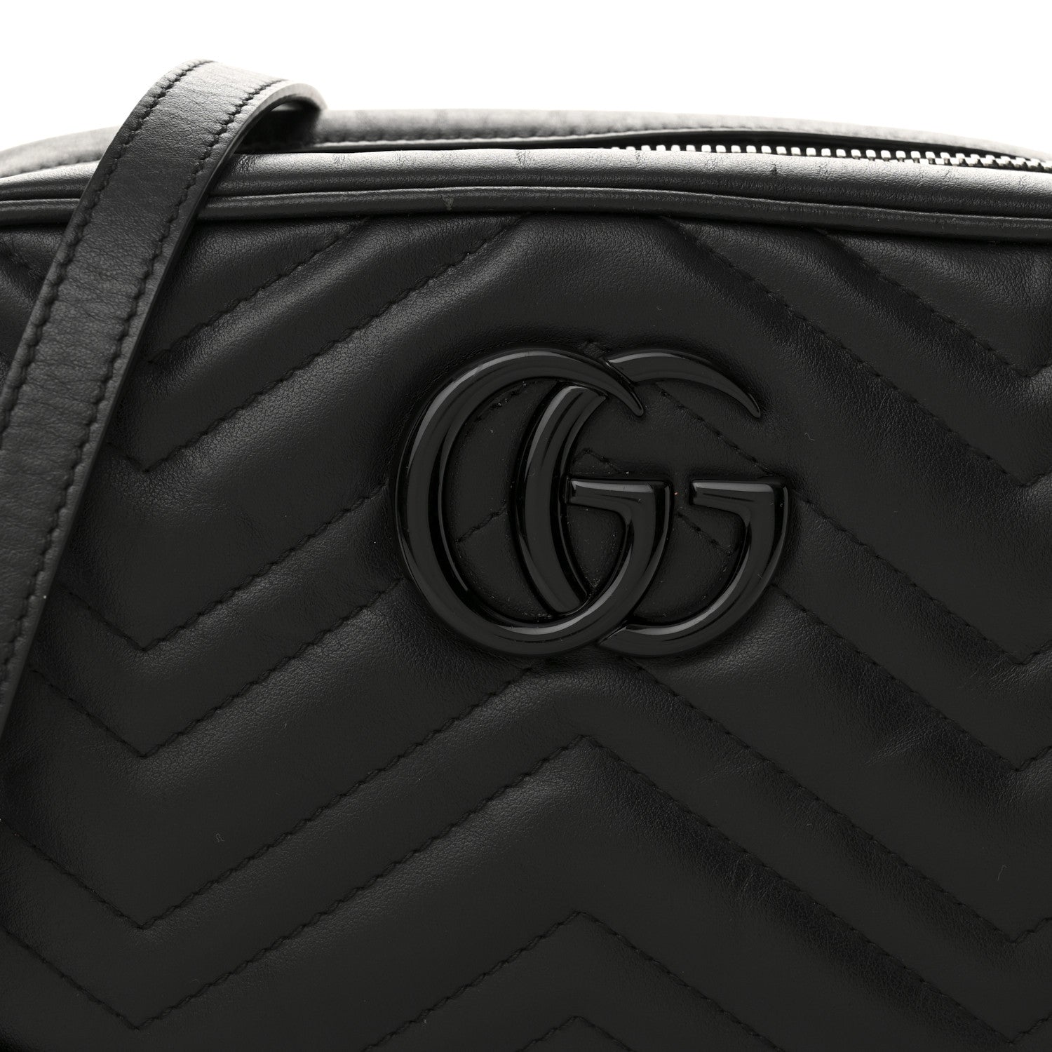 Gucci Calfskin Matelasse Monochrome Small GG Marmont Chain Shoulder Bag Black 8 of 11