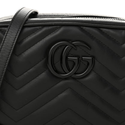Gucci Calfskin Matelasse Monochrome Small GG Marmont Chain Shoulder Bag Black 8 of 11
