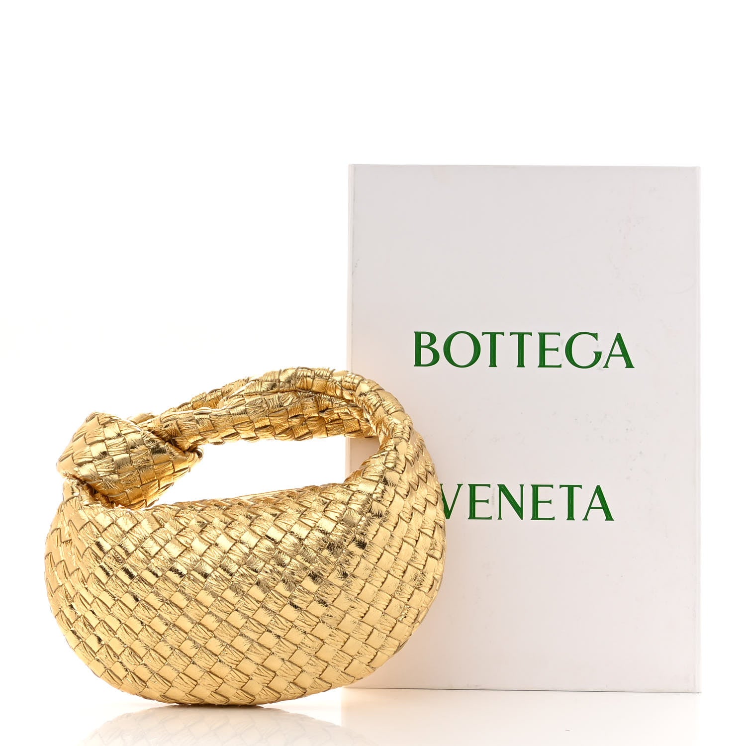 Bottega Veneta Laminated Calfskin Pressed Intreccio Mini Jodie Gold 10 of 10