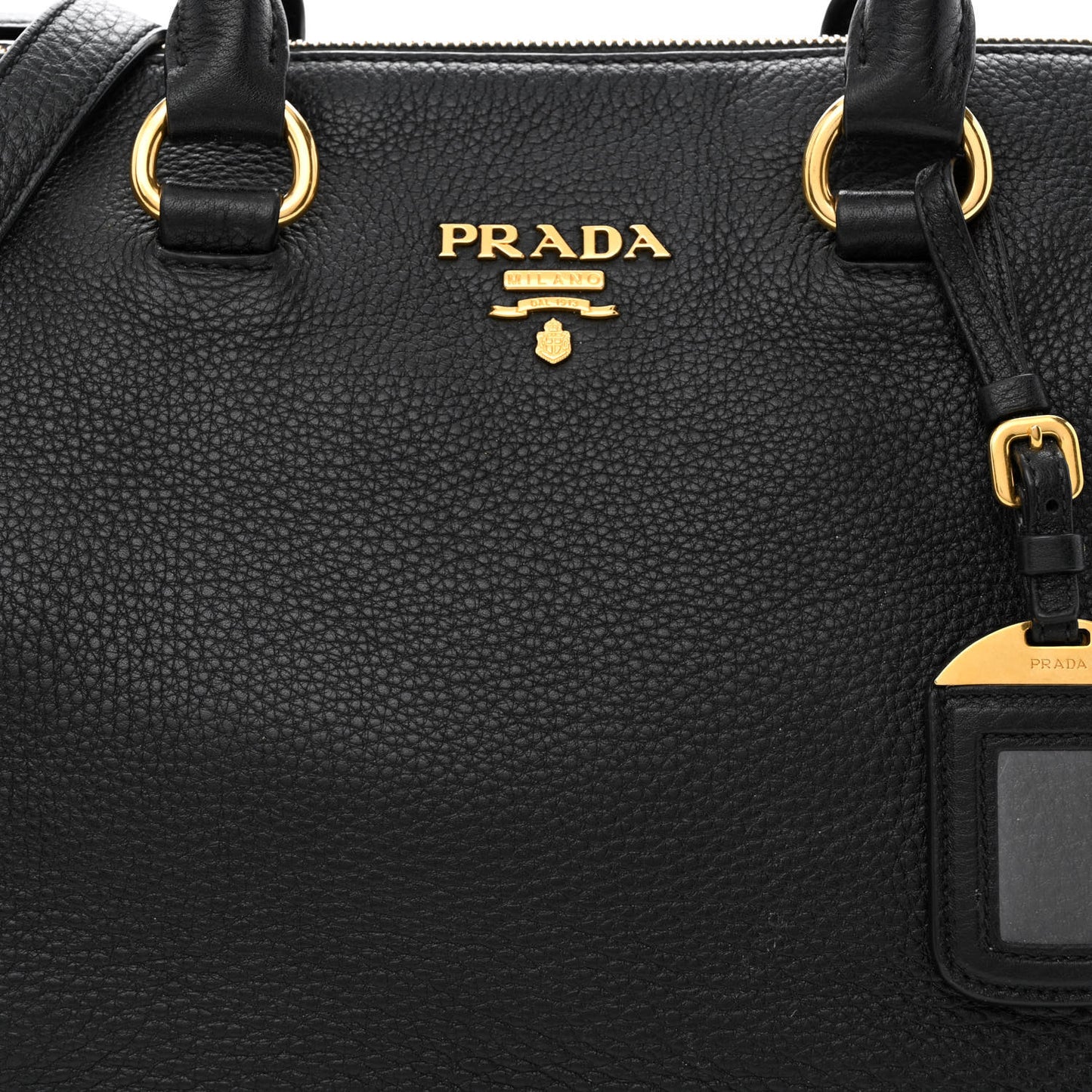 Vitello Daino Top Handle Shoulder Bag Black