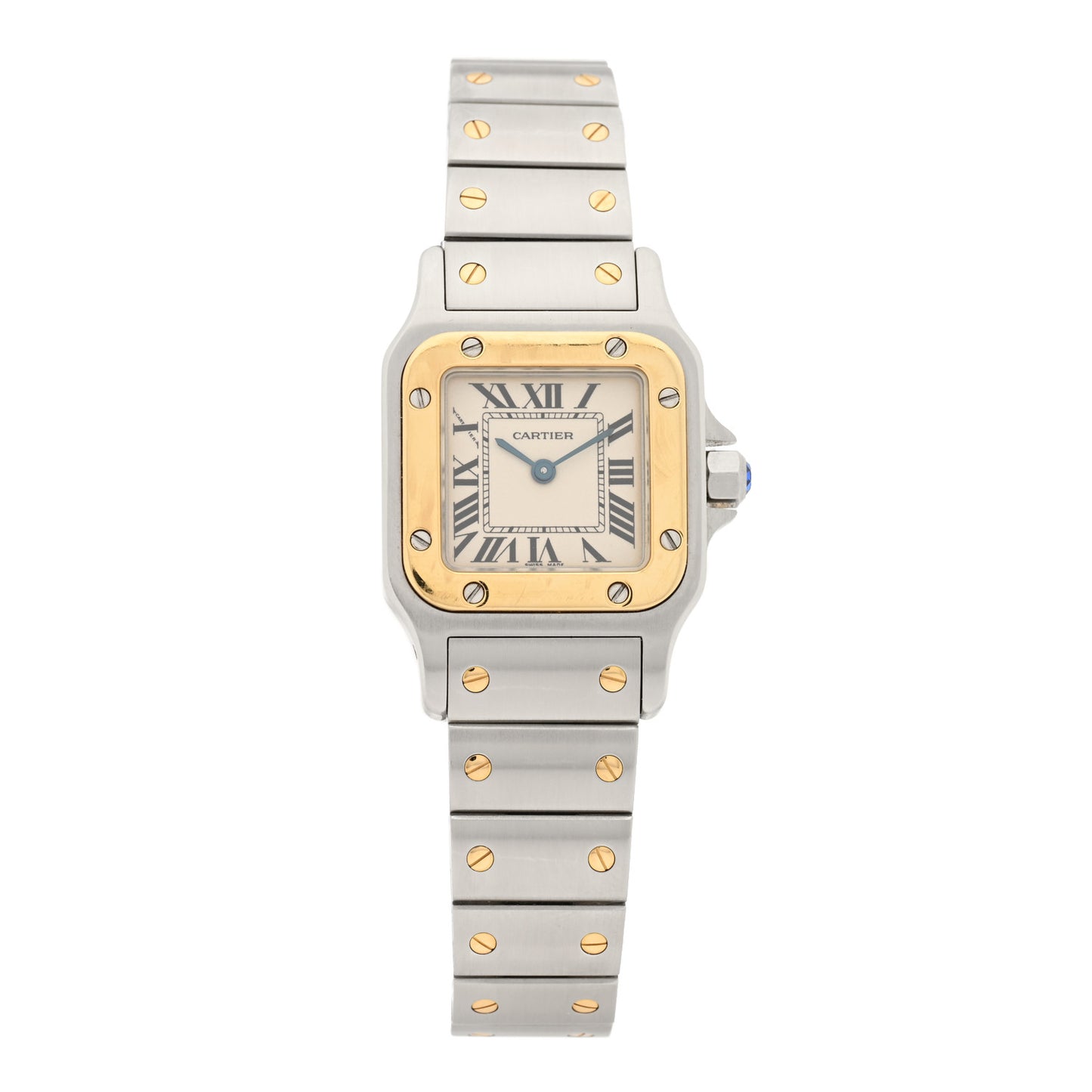 Stainless Steel 18K Yellow Gold 24mm Santos De Cartier Galbee Quartz Watch