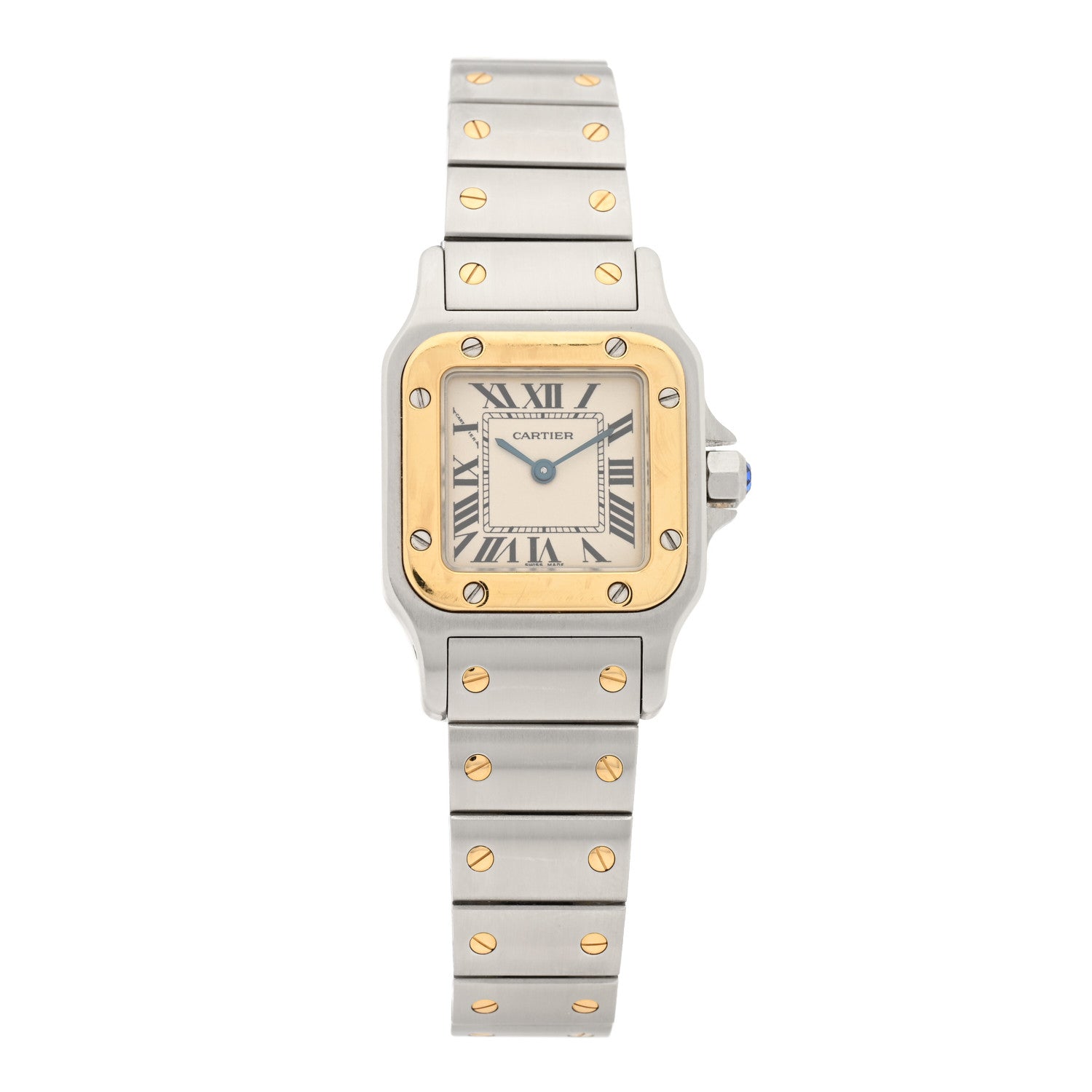 Cartier Stainless Steel 18K Yellow Gold 24mm Santos De Cartier Galbee Quartz Watch 1 of 5