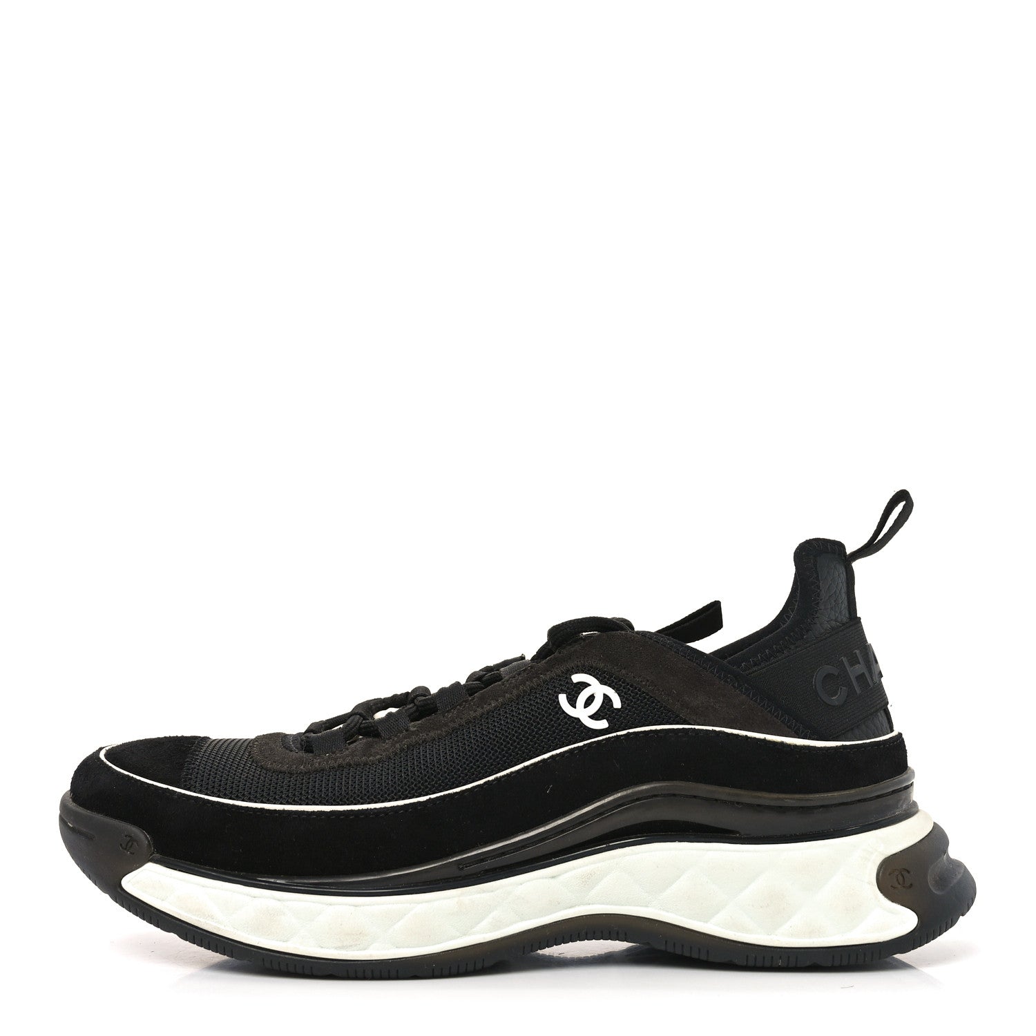 Chanel Fabric Suede CC Sneakers 39.5 Black Brown 1 of 8
