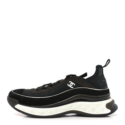 Chanel Fabric Suede CC Sneakers 39.5 Black Brown 1 of 8