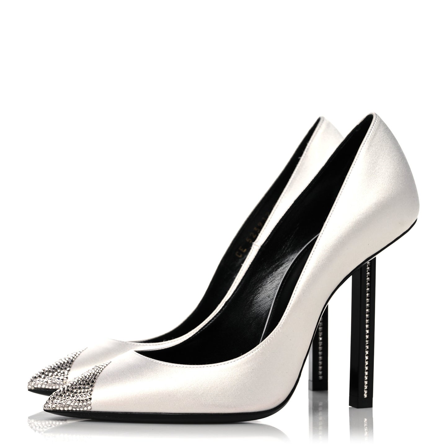 Satin Crystal Embellished Tower 110 Pump 37.5 White