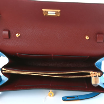 Hermes Epsom Verso Kelly Wallet To Go Bleu Frida Rouge H 5 of 8