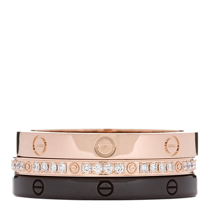 Cartier 18K Pink Gold Diamond Ceramic LOVE Ring Set 57 8 3 of 5