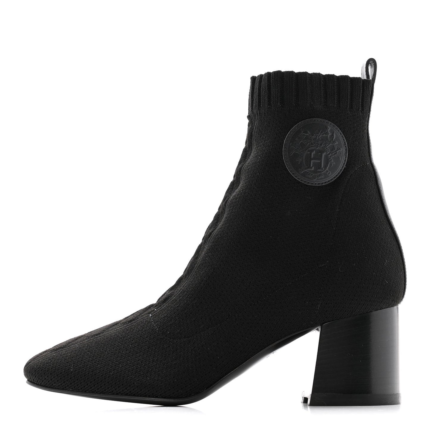 Knit Calfskin Volver 60 Ankle Boots 37 Black