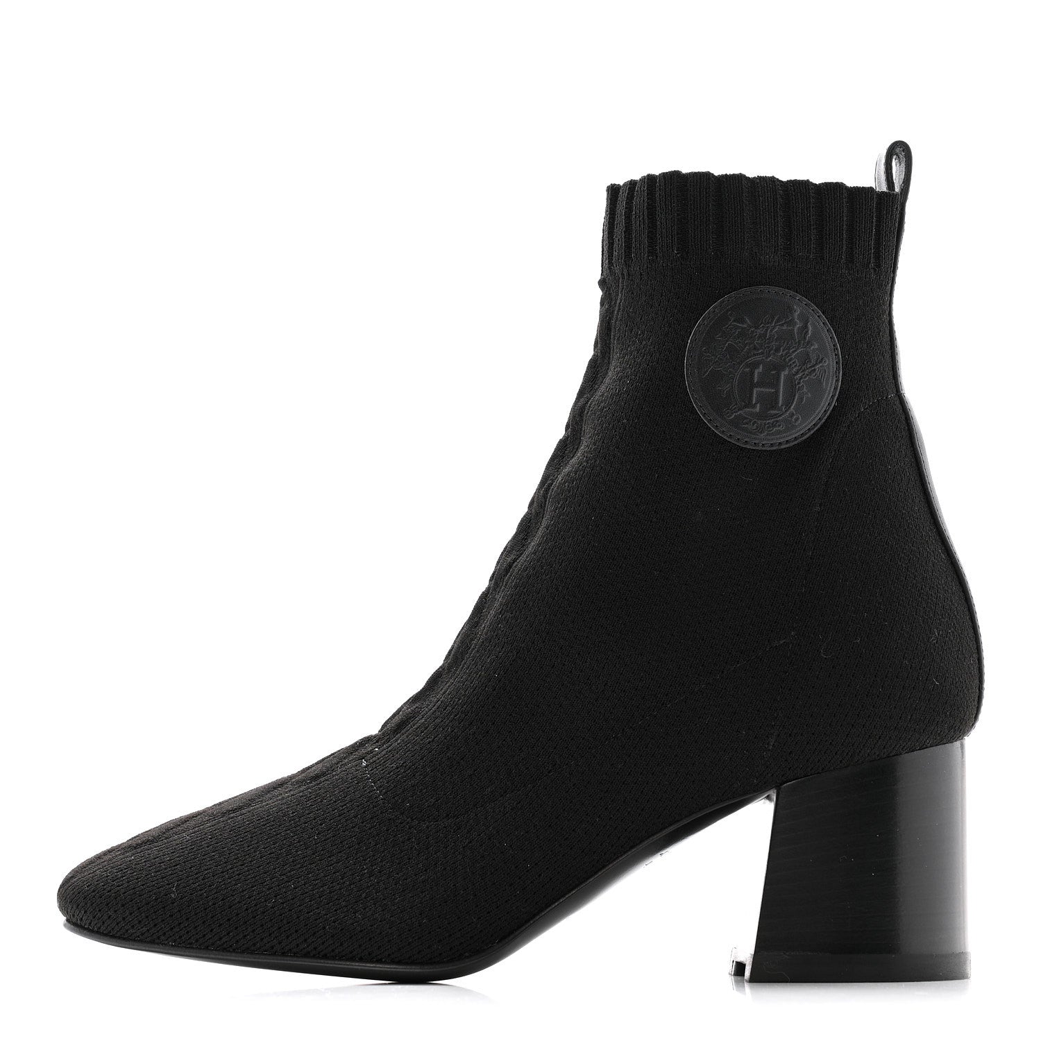 Hermes Knit Calfskin Volver 60 Ankle Boots 37 Black 1 of 10