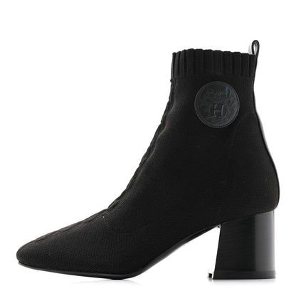 Hermes Knit Calfskin Volver 60 Ankle Boots 37 Black 1 of 10