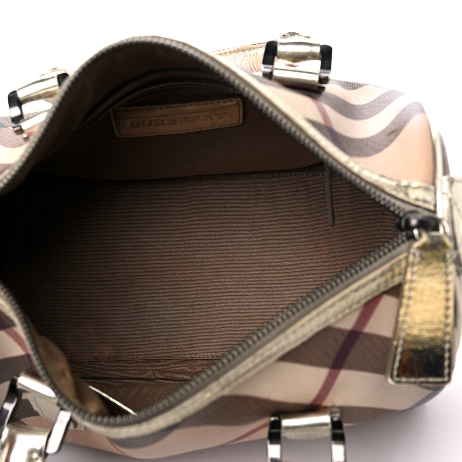 Burberry Supernova Check Metallic Small Chester Bowling Bag Gold 5 of 19