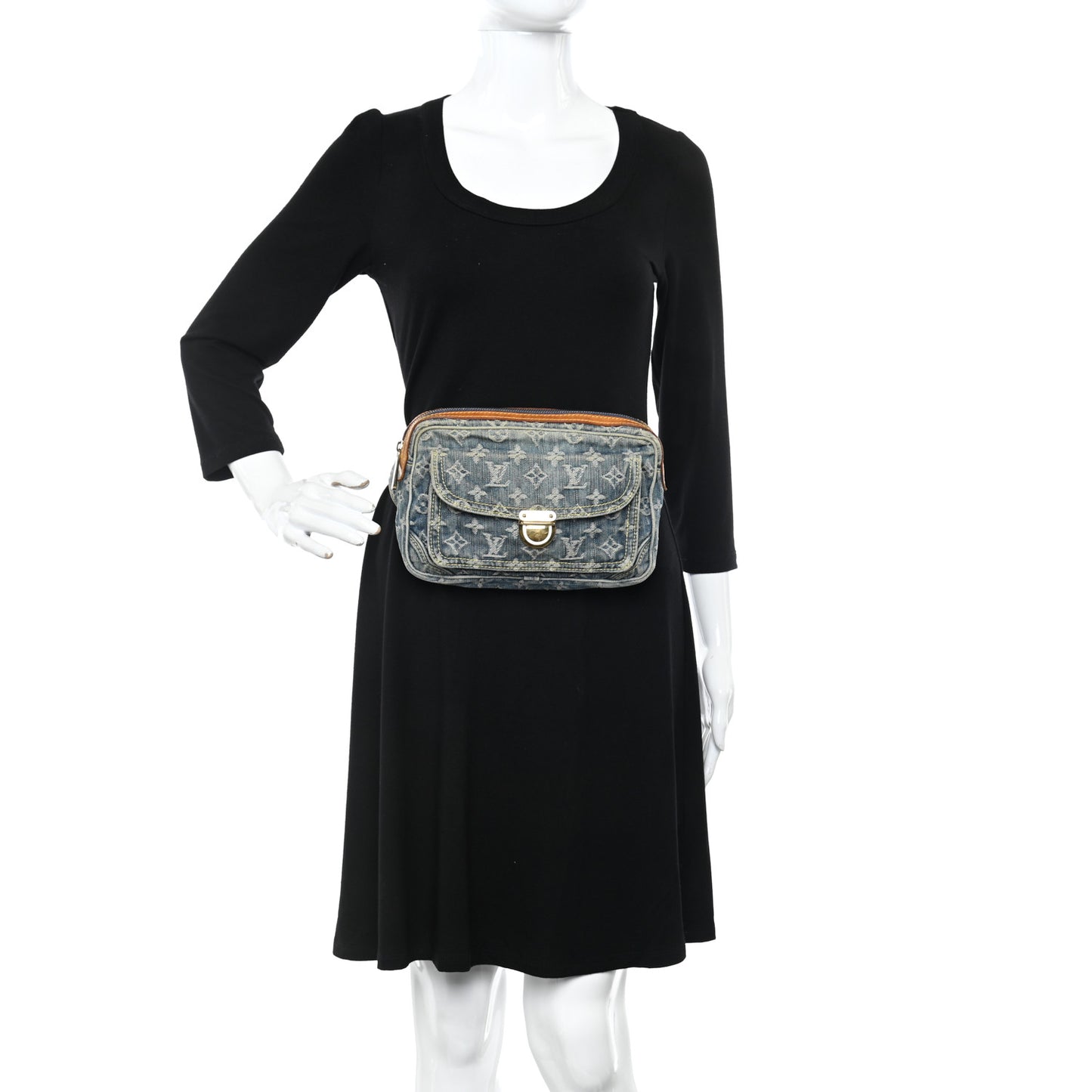 Monogram Denim Bum Bag Blue