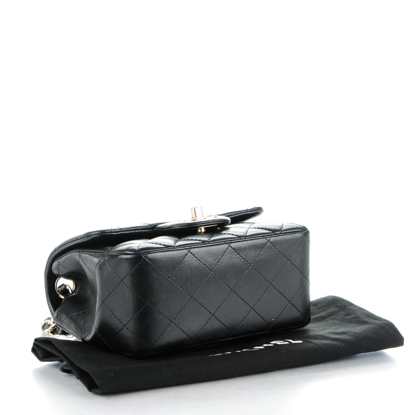 Lambskin Quilted Mini Square Flap Black