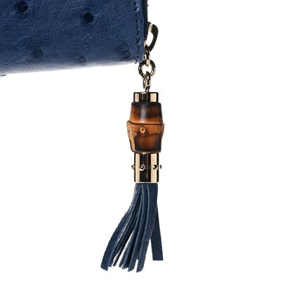 Gucci Ostrich Bamboo Zip Around Wallet Dark Blue 11 of 11