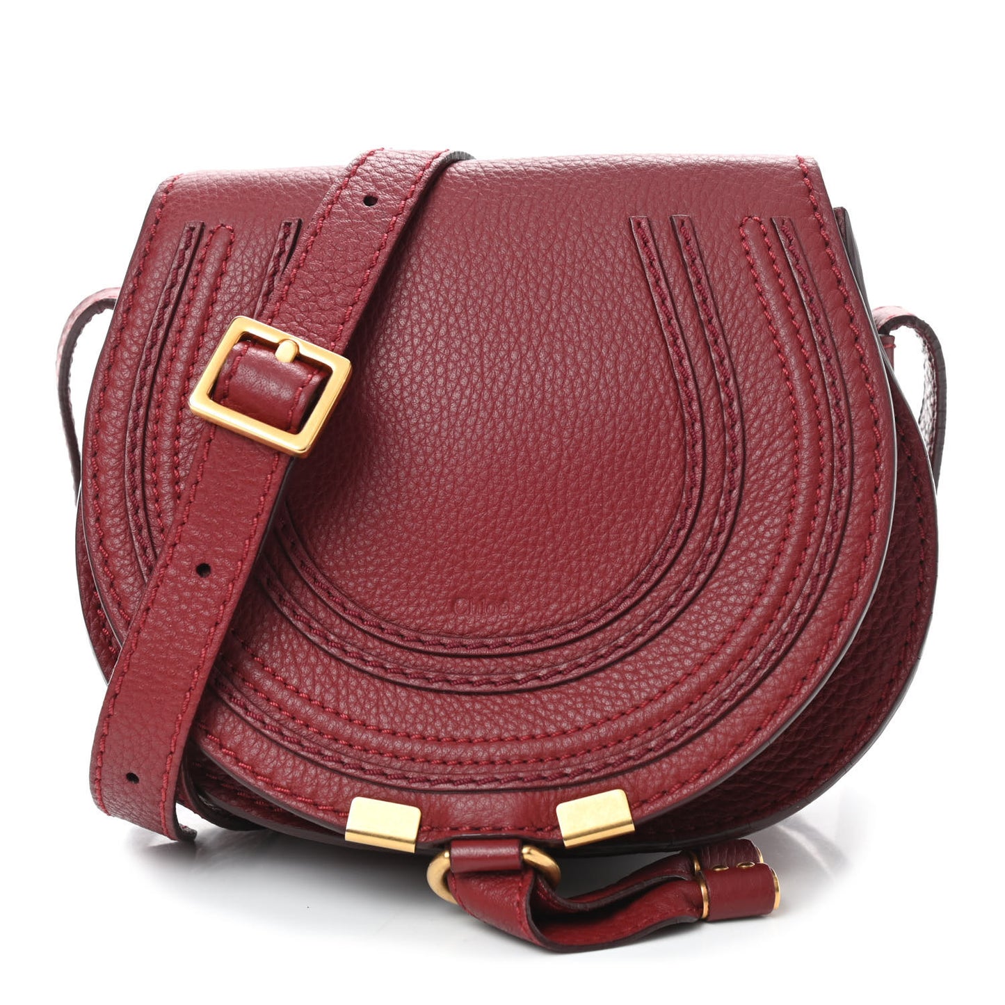 Calfskin Mini Marcie Round Crossbody Bag Plum Purple