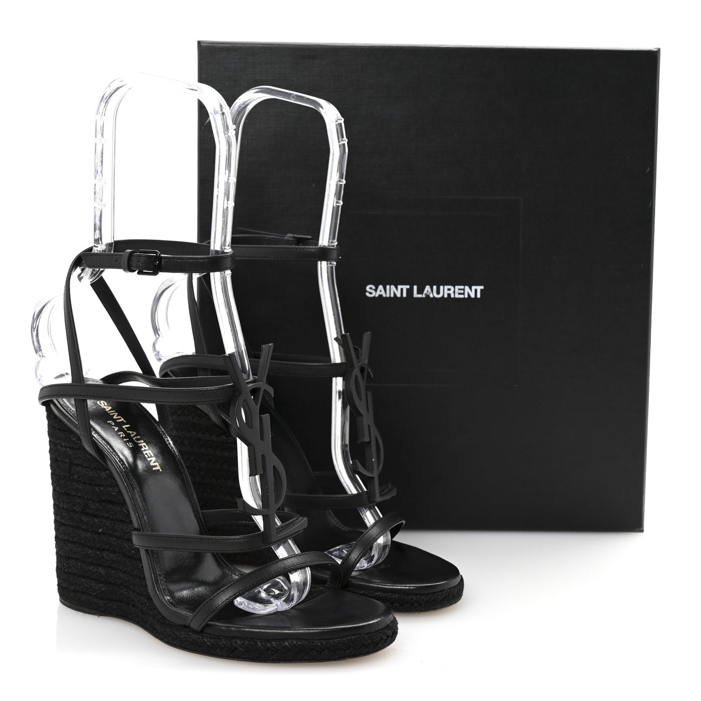 Calfskin Cassandra Espadrille 105 Wedges 37.5 Black
