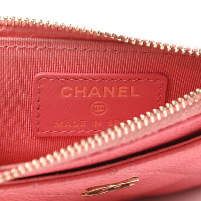 Chanel Caviar Quilted CC Zip Card Holder Pink 6 of 10
