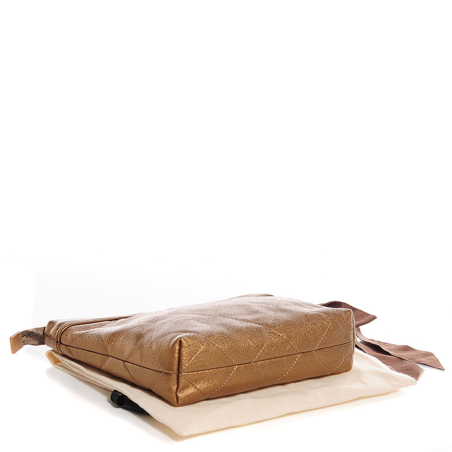 Lanvin Metallic Sheepskin Quilted Pouch Bronze 5 of 9