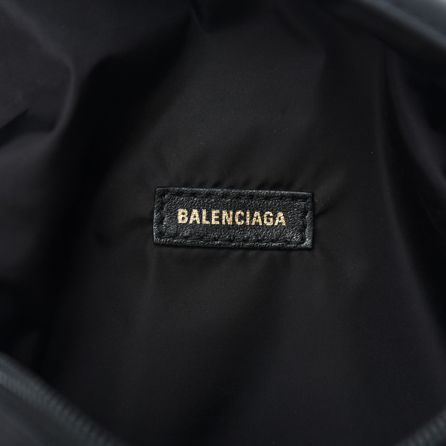 Balenciaga Sport Nylon Logo Embroidered Wheel Belt Bag Black White 5 of 9