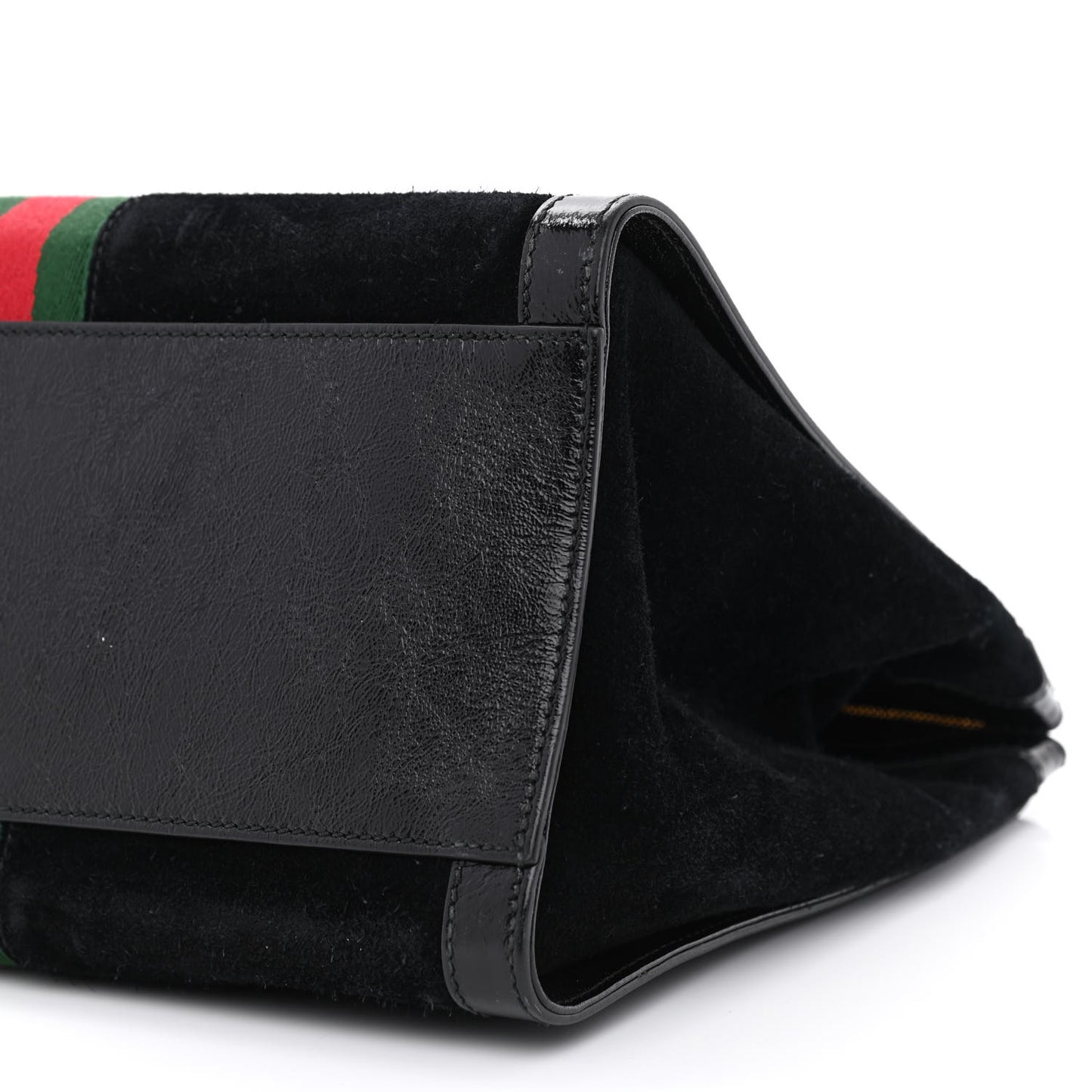 Suede Patent GG Web Medium Ophidia Tote Bag Black