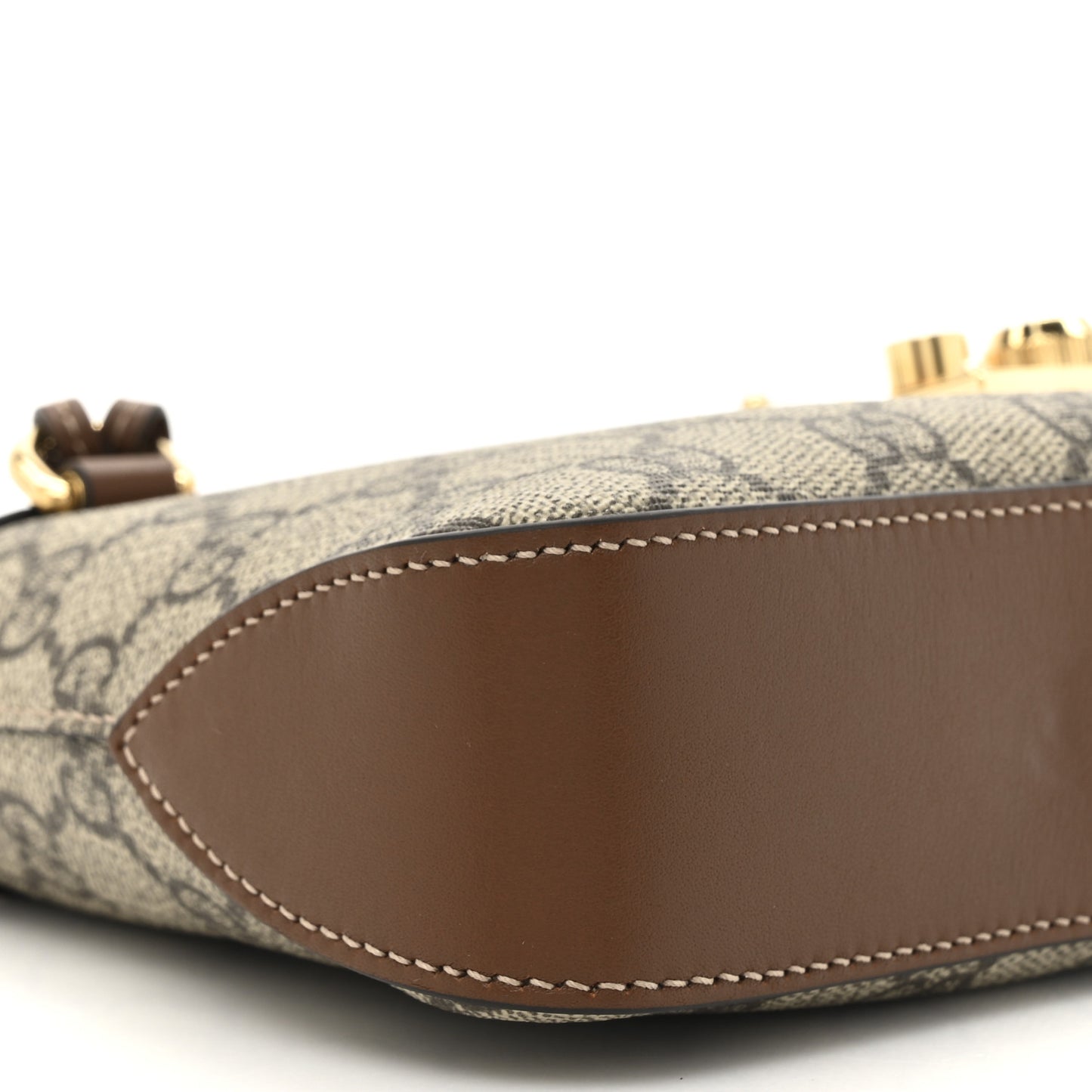 GG Supreme Monogram Calfskin Small Padlock Chain Shoulder Bag Beige Ebony Brown Sugar