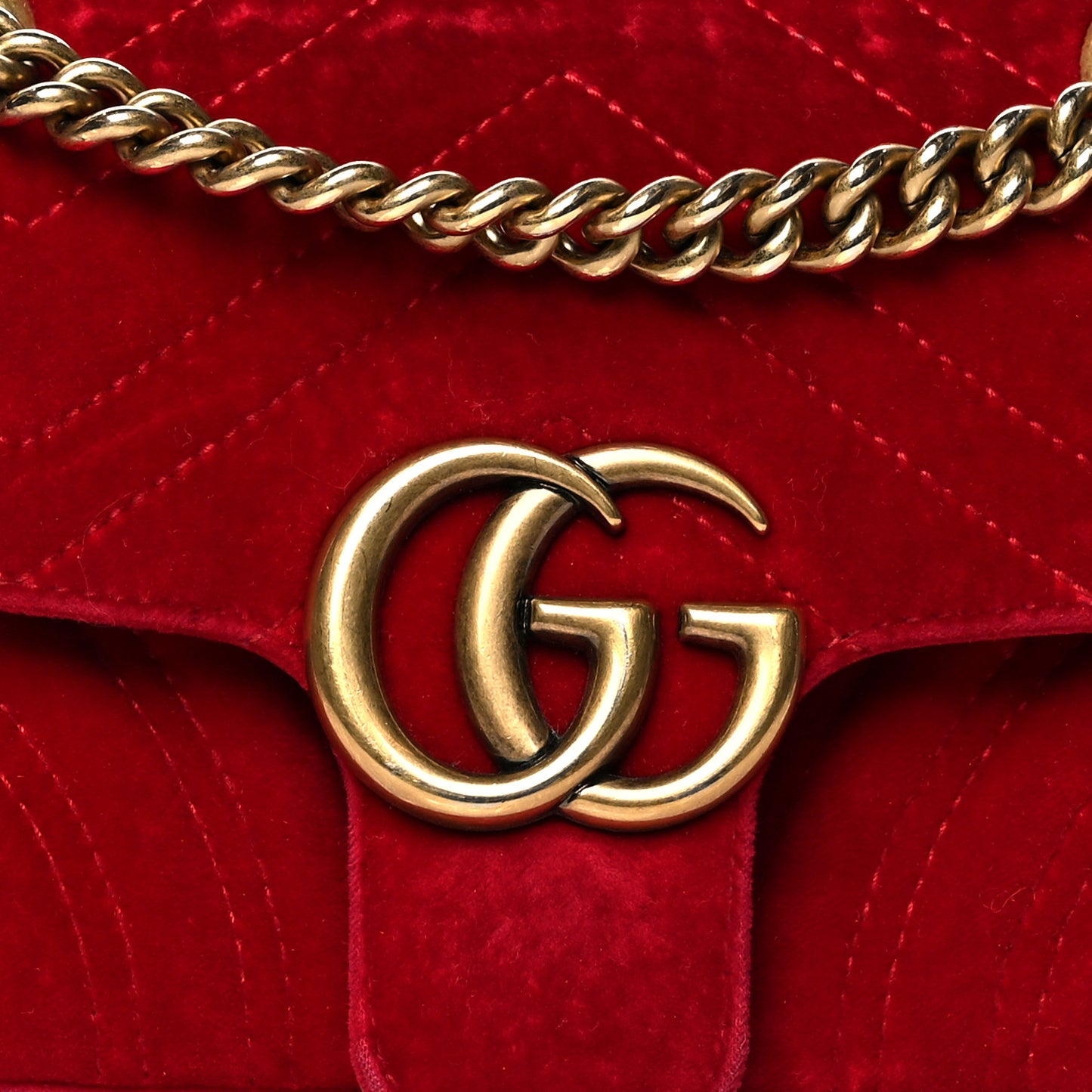 Velvet Matelasse Mini GG Marmont Shoulder Bag Hibiscus Red