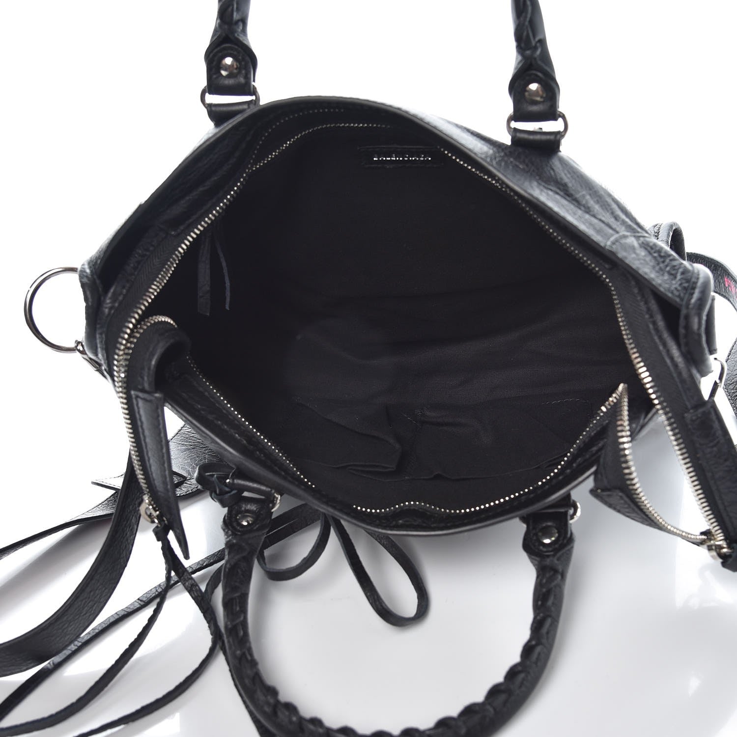 Balenciaga Agneau Classic Silver Hardware S City Logo Strap Black Rose Shocking 5 of 7