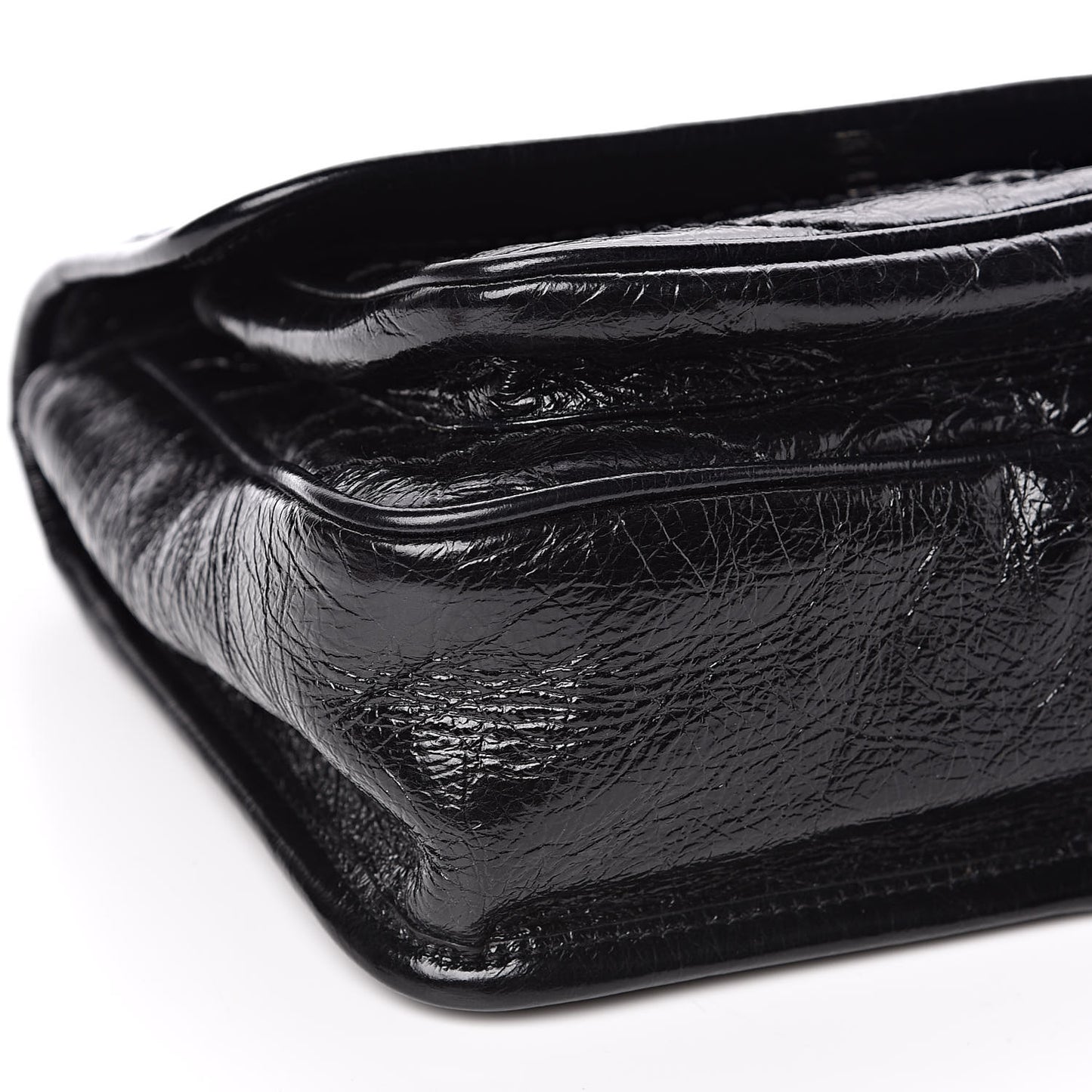 Crinkled Calfskin Matelasse Monogram Baby Niki Chain Satchel Black