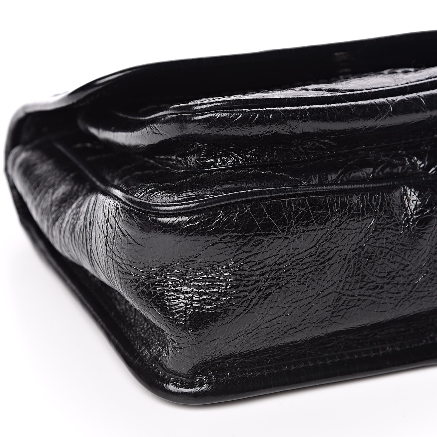 Saint Laurent Crinkled Calfskin Matelasse Monogram Baby Niki Chain Satchel Black 8 of 10