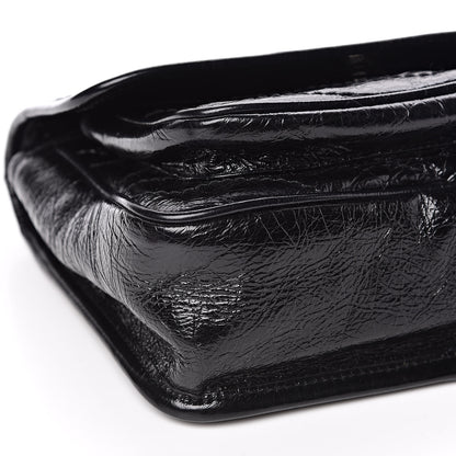 Saint Laurent Crinkled Calfskin Matelasse Monogram Baby Niki Chain Satchel Black 8 of 10