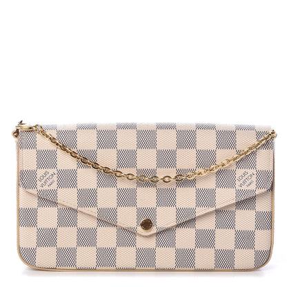 Louis Vuitton Damier Azur Pochette Felicie Chain Wallet Rose Ballerine 1 of 11