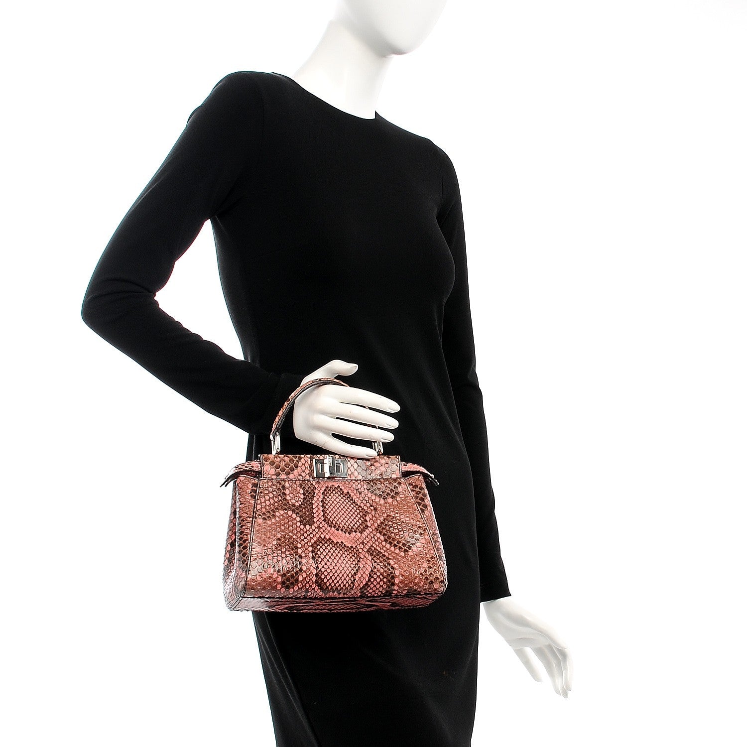 Fendi Snakeskin Shiny Nappa Mini Peekaboo Iconic Satchel Lollypop 3 of 9