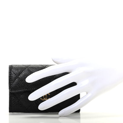 Chanel Caviar Quilted Flap Card Holder Wallet Black 2 of 9