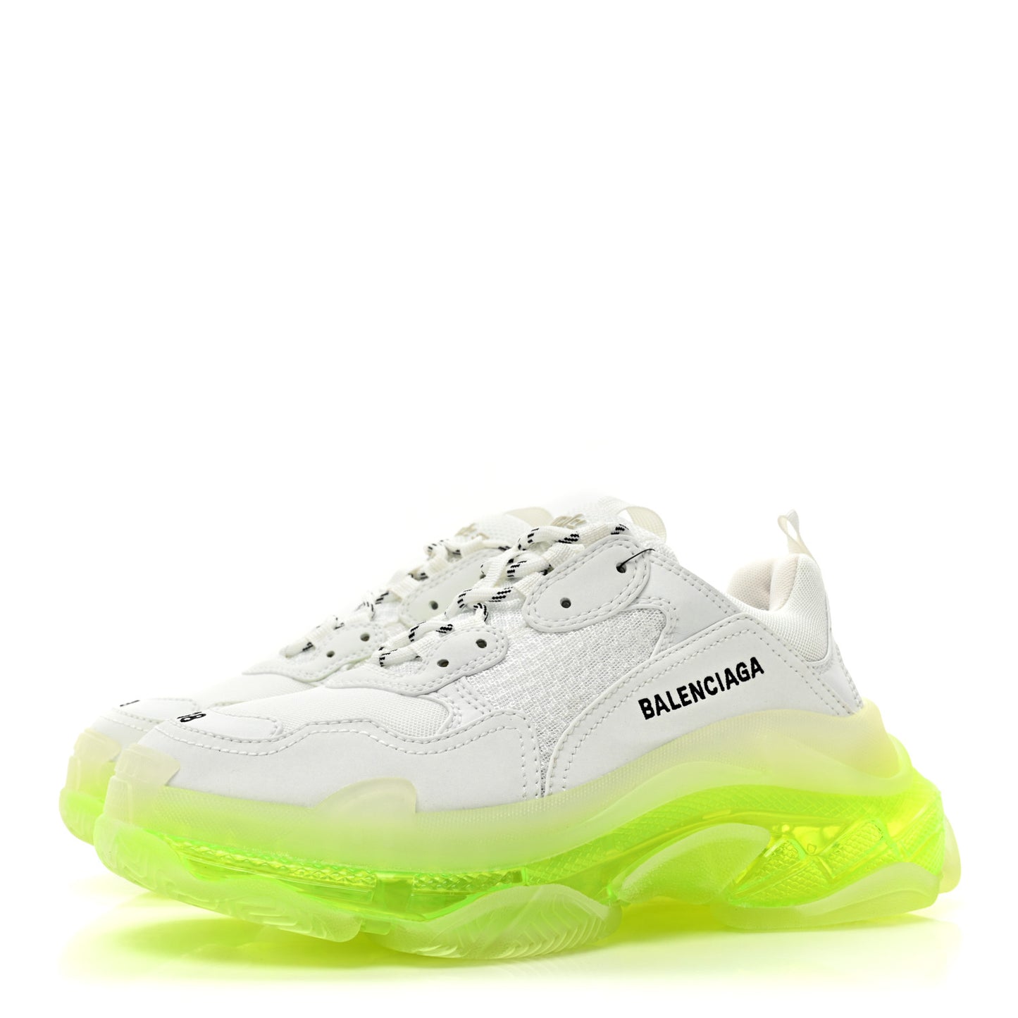 Fabric Mesh Clear Sole Fluo Womens Triple S Sneakers 38 White Fluo Yellow